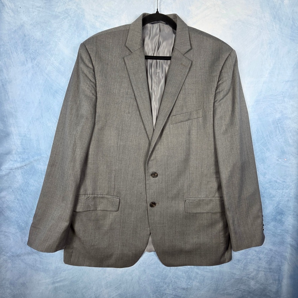 Ralph Lauren Mens Grey Glen Plaid 100% Wool 2 Button Suit 46R 37W Canada Made